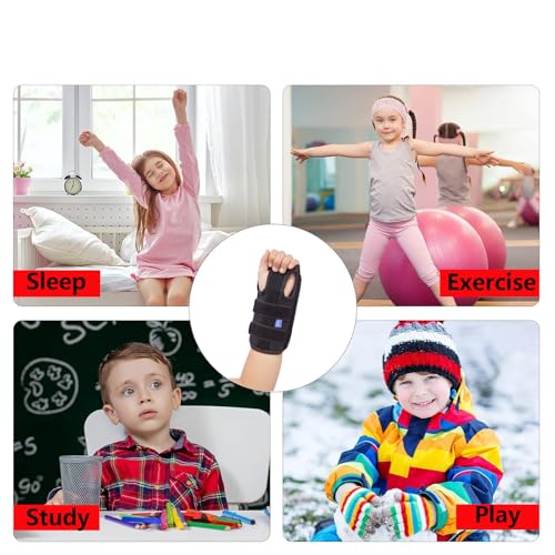 Kids Wrist Brace Fits wrist circumference 4-6.2 inches Pediatric Wrist Splint & Wrist Support for Kids, Adjustable Youth Wrist Brace for Sprains, Strains, Arthritis & Carpal Tunnel Pain Relief - Left & Right Hand (1, Black, Pediatric)