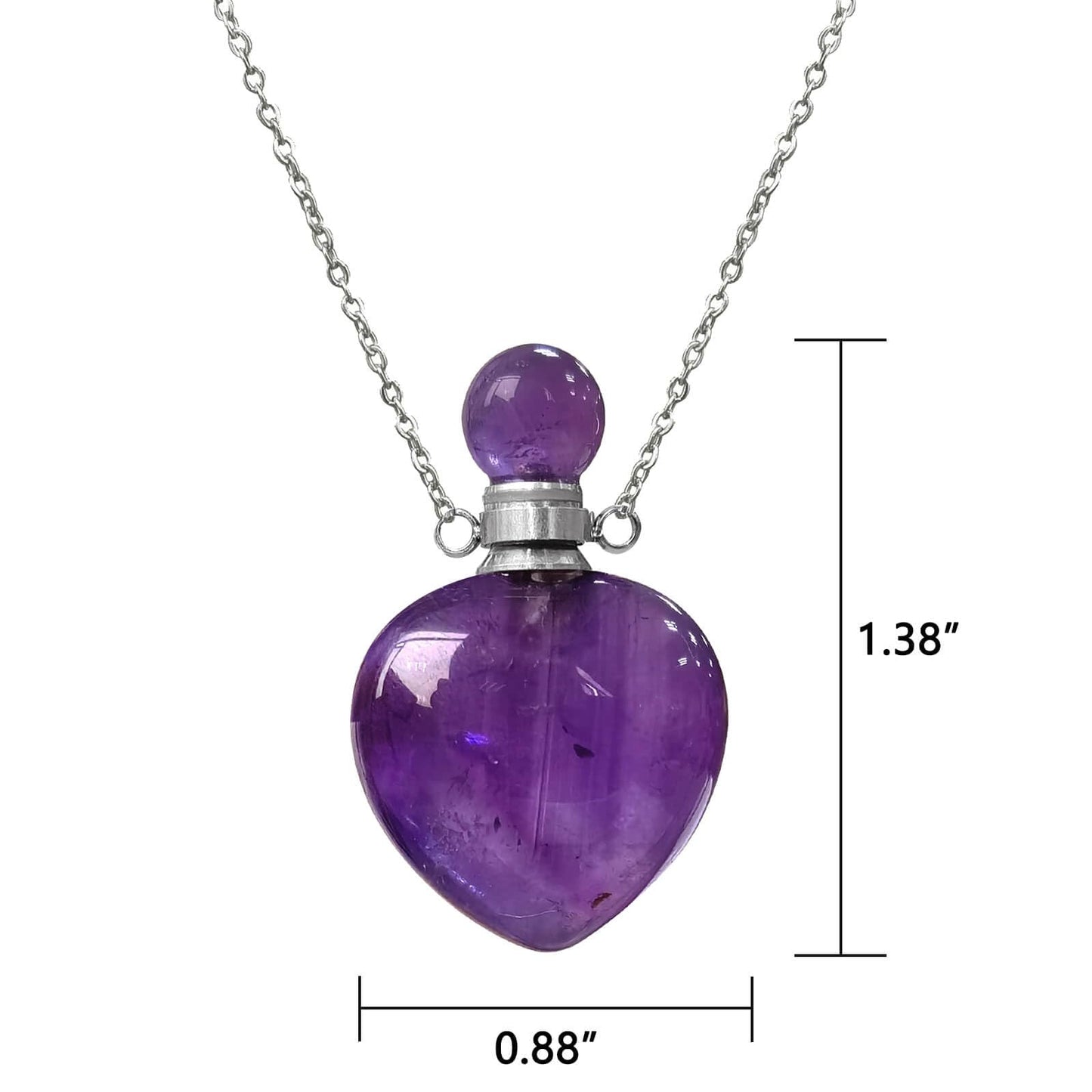 Ladywowu Amethyst Necklace, Make a Wish Perfume Bottle Necklace, Crystal Heart for February Birthstone Jewelry, Small Vial for Liquid, Essential oil