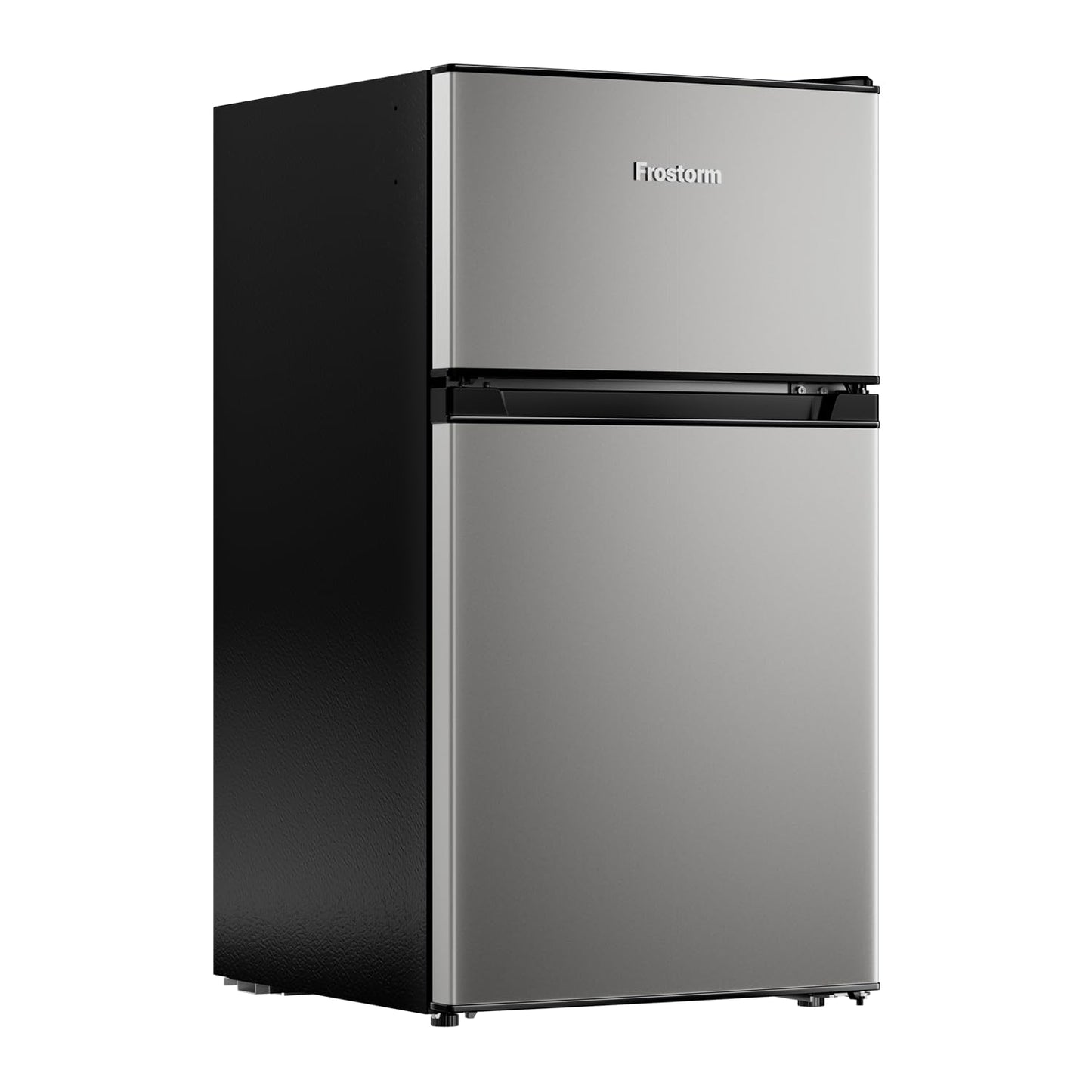 Frostorm 3.2 Cu Ft Mini Fridge with Freezer - Energy Efficient, Double Door Upright Freezer for Bedroom, Office & Dorm | Small Fridge, Glass Shelves,Interior Light,ETL Certified,etc(Silver)