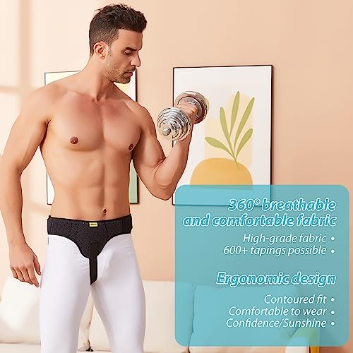 TENB Hernia Belt for Men Hernia Support Truss Inguinal or Sports Hernia, Adjustable Waist Strap with Removable Compression Pads Breathable Material (Black, X-Large)