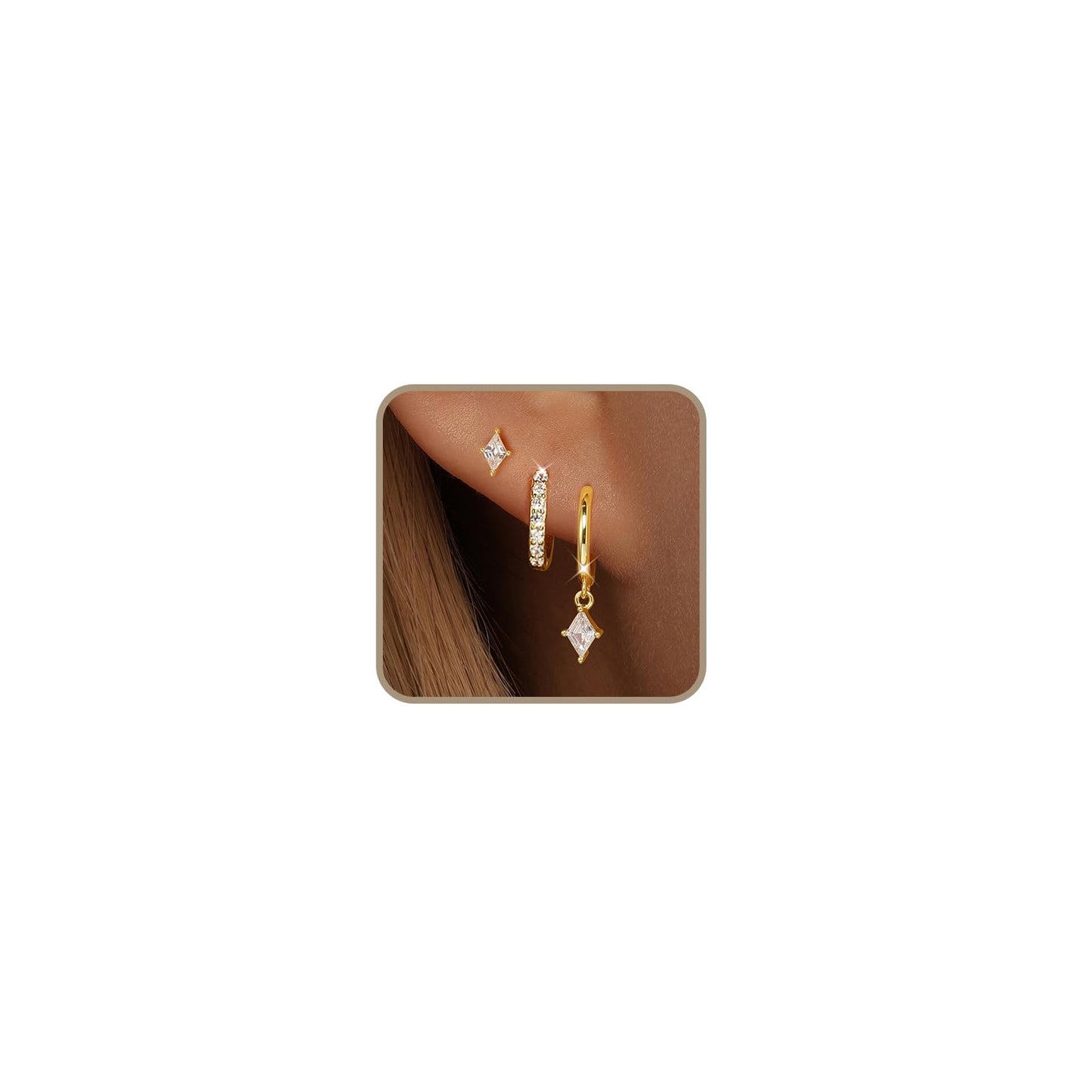 Gold Hoop Earrings Set for Women, Dainty 14K Gold Plated Cartilage Earring, Hypoallergenic Earrings Trendy Small Gold Earring Stacks Multiple Piercing, Huggies Earrings for Women