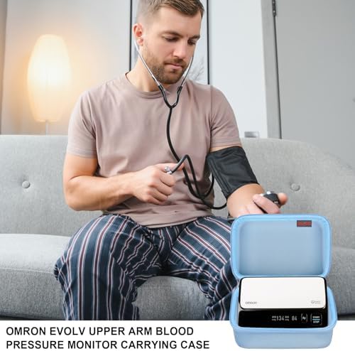 Elonbo Carrying Case for OMRON Evolv Bluetooth Wireless Upper Arm Blood Pressure Monitor, OMRON Evolv BP7000 Portable One-Piece BP Monitor Storage Holder, Blue