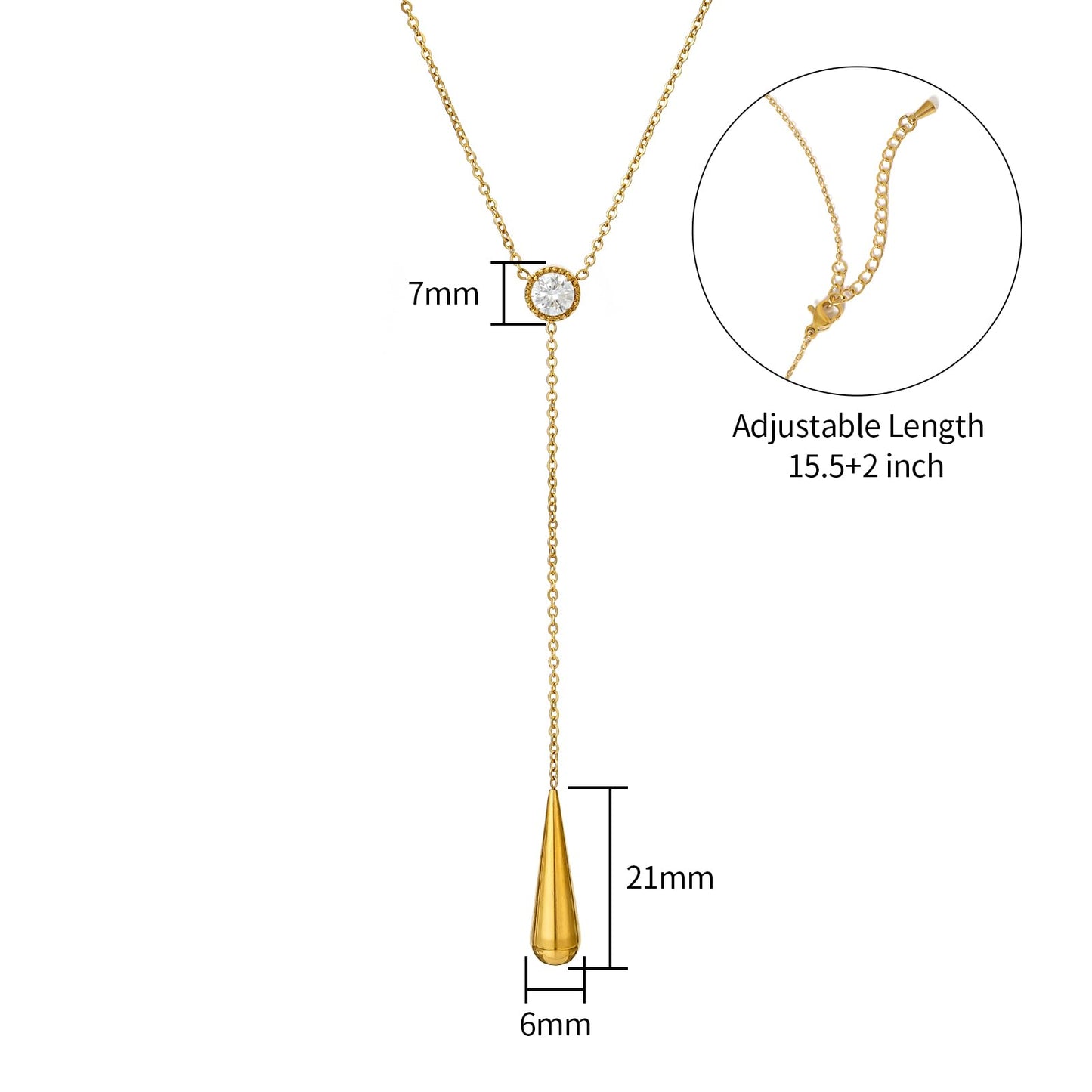 TaYolnFaSo 18K Gold Plated Lariat Drop Necklace for Women Dainty Teardrop Pendant Y Lariat Necklace Christmas Gift for Girlfriend Wife