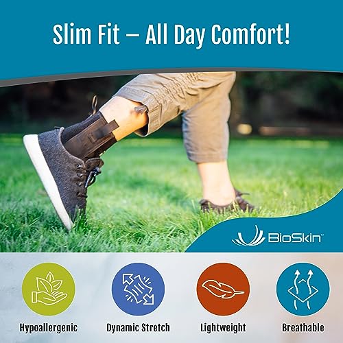 BioSkin Ankle Compression Brace - Sprained Ankle, Post Injury Support Brace for Women and Men, Swollen Feet Relief, HSA or FSA Eligible (Medium)