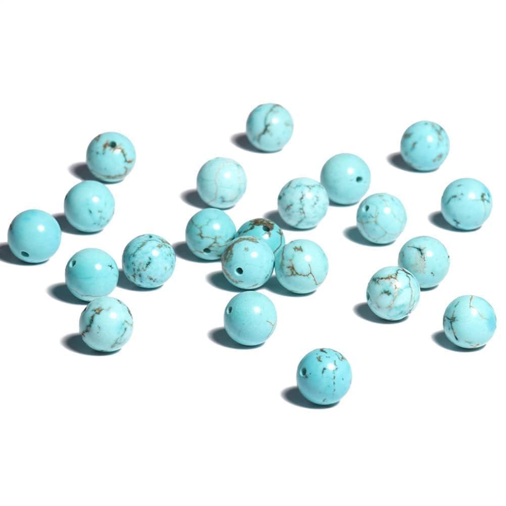 Yochus 45pcs Blue Turquoises Beads,8mm Healing Power Natural Stone Round Loose Beads for Jewelry Making Earring Necklace DIY Crafts