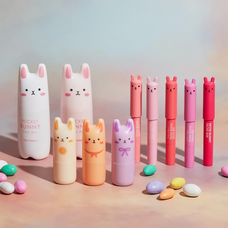 TONYMOLY Petit Bunny Lip Gloss 3 Pack - Hydrating Korean Sheer Tinted Gloss with Vitamin E for Soft High Shine, Cute Moisturizing Lip Tint Crayon