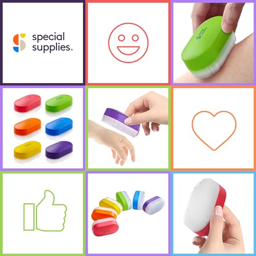 Special Supplies Sensory Brush Therapressure Therapy Brush for Occupational and Sensory Brushing, 6 Pack, Stimulating and Calming Tools for Kids and Adults, Soft Flexible Bristles, Latex Free