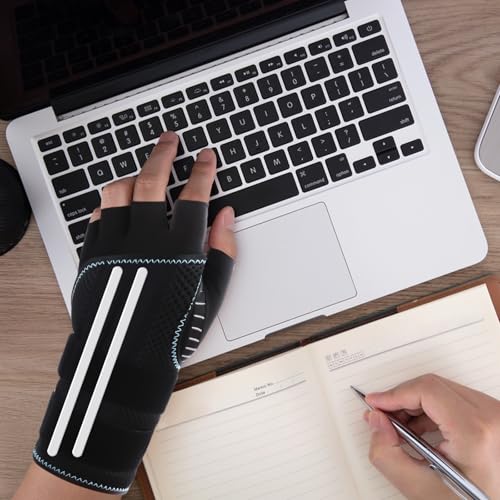 CHIYAN Carpal Tunnel Wrist Brace with Copper Arthritis Glove, Adjustable Metal Splint Stabilizer Wrist Support Women Men for Day Night Sleep Pain Relief Work, Typing, Tendonitis, Sprains