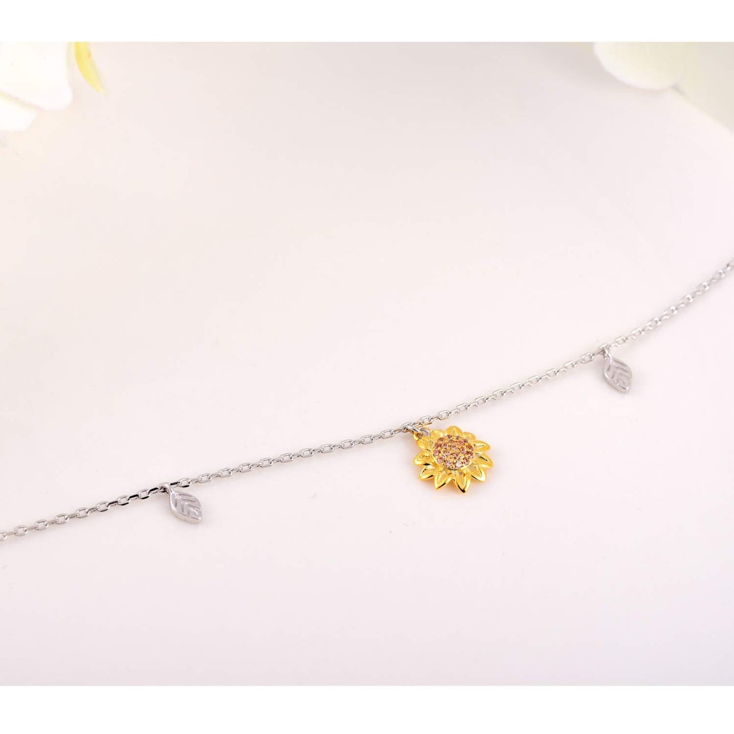oGoodsunj Sunflower Necklace Jewelry Set fo Women Sterling Silver Anklet Bracelet Earrings You Are My Sunshine Pendant Gifts for Mom Daughter Wife (Anklet)