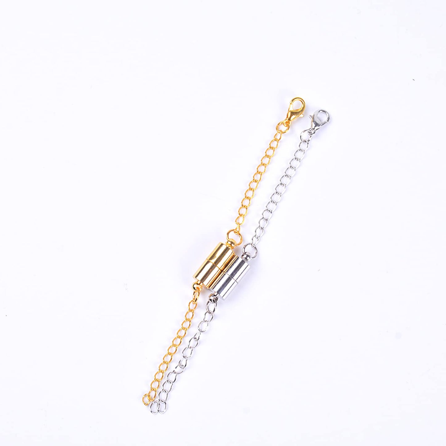 Mizeer Magnetic Necklace Extenders, Adjustable Chain Extenders for Necklaces, Magnetic Necklace Clasps and Closures with Extender Chains (8pcs Gold)