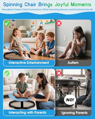 Cat Paw Spinning Chair for Autistic Kids, Sensory Swivel Chairs for Kids, Sit and Spin Sensory Toys Autism ADHD Chairs Training Body Coordination Sensory Chair- Blue