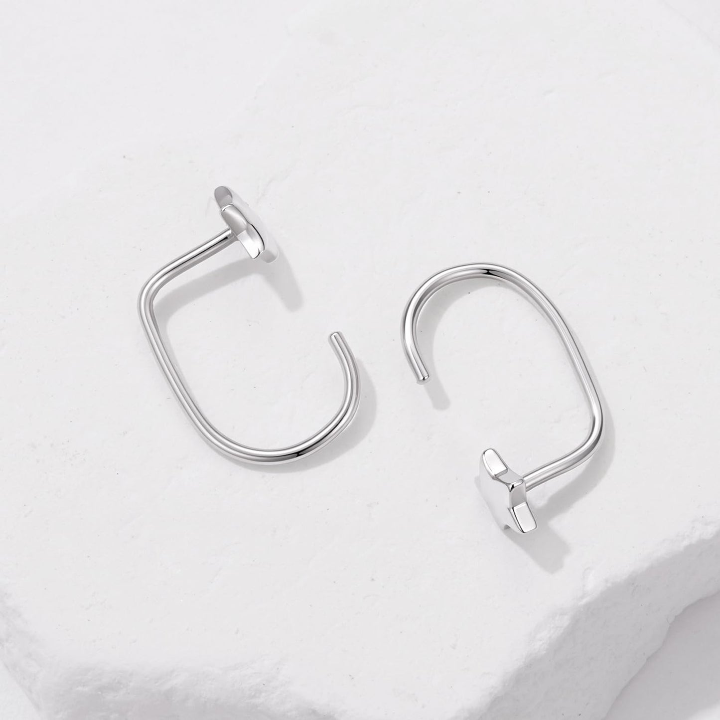 BISAER 925 Sterling Silver Heart Star Small Hoop Earrings, Hypoallergenic Backless Earrings Cartilage Earrings for Women, Dainty Sleeper Earrings with No Back Half Hoop Earrings Jewelry Gift for Her