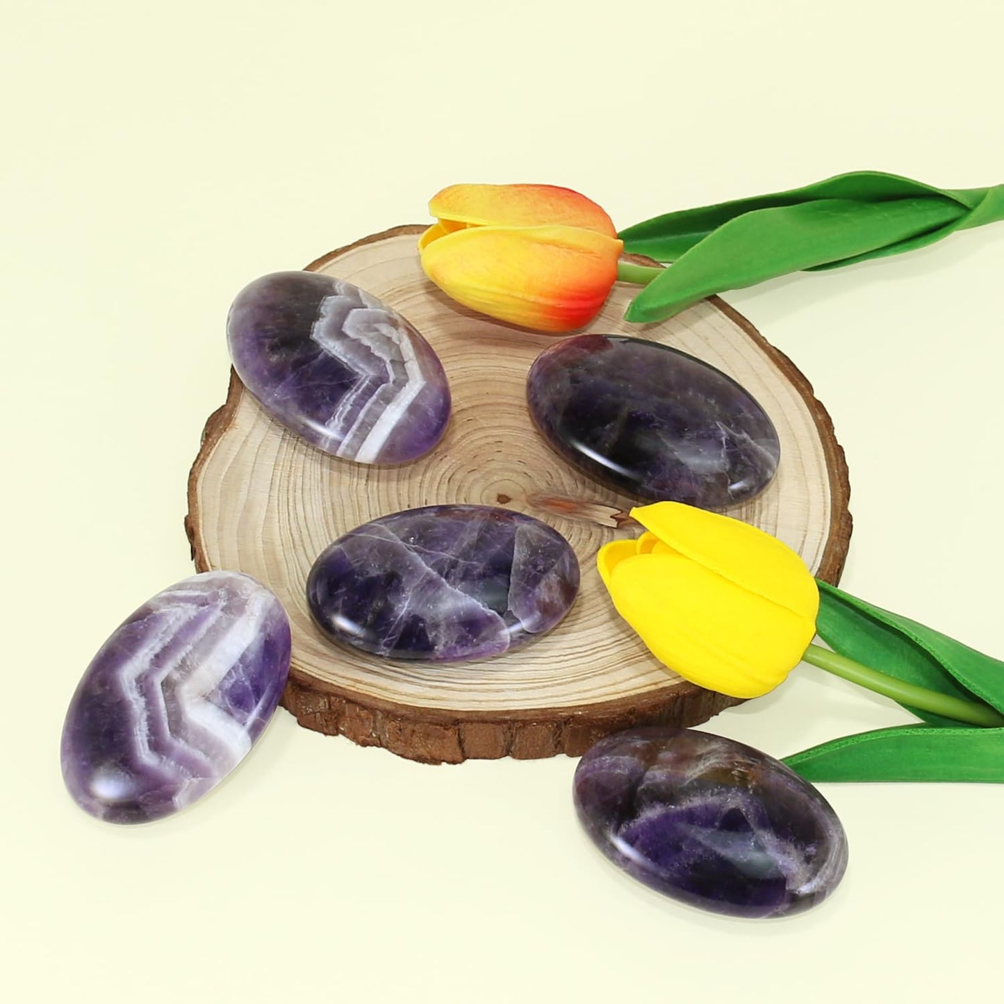 Nvzi Amethyst Crystal Palm Stone, Worry Stones, Crystals and Healing Stones, Polished Rocks, Natural Gemstones, Chakra Stones for Healing Crystals Daily Use