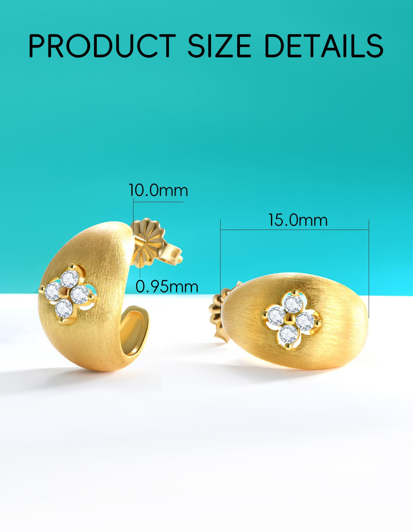 Timelesstar Four Leaf Clover Earrings for Women 14K Gold Hoop Earrings Moissanite Diamond 925 Sterling Silver Dainty Silver Hoop Earrings Gold Earrings