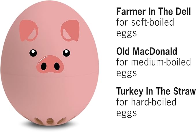 Piggy Beepegg β Egg Timer for Boiling Eggs β Musical Egg Cooker for Soft, Medium, Hard Boiled Eggs β Food Safe β Singing Floating Egg Timer β Egg Cooker for 3 Levels of Doneness - Brainstream