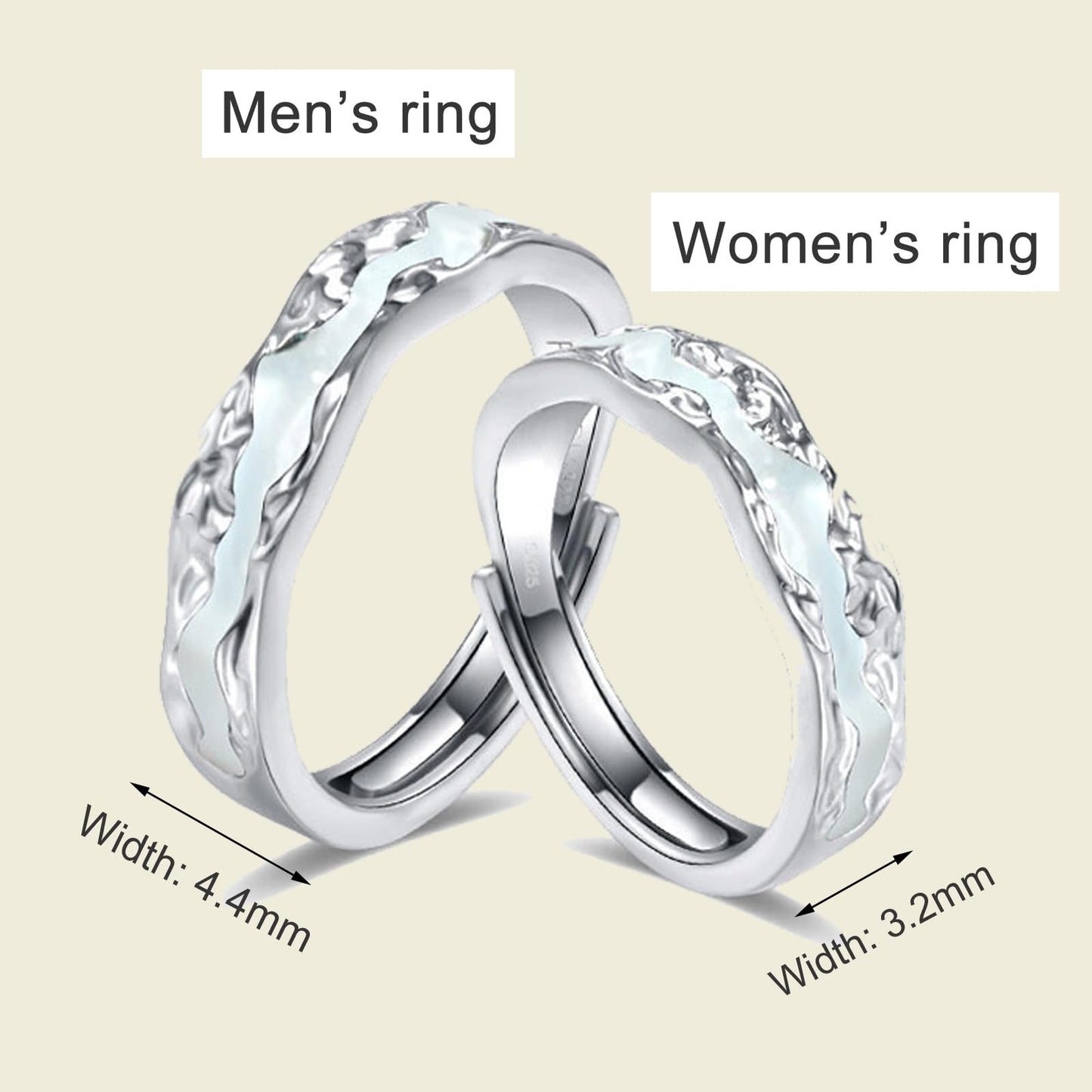 DIOWUS Lymphatic Magtherapy Luminous Ring For Men Women, Titanium Ion Therapy Acupuncture Unclog Bloodstream Lymph Nodes Light Up Hope Adjustable Finger Ring Jewelry Gift For Couple (for Women+Men)