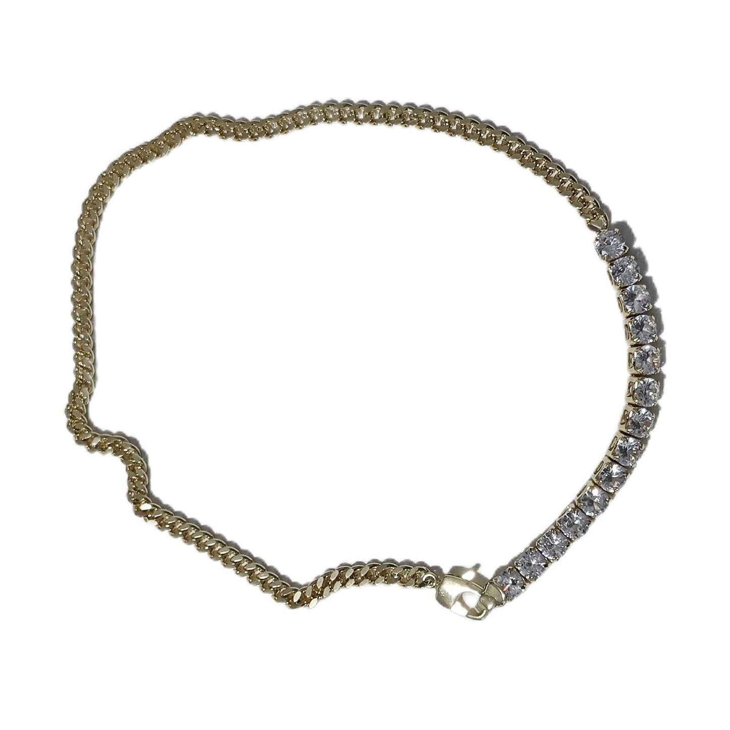 MAIKERDER Chunky Gold Necklace, Tennis Necklaces for Women 14K Gold Plated Chunky Cuban Link Chain Necklaces CZ Diamond Choker Necklace Trendy Non Tarnish 16 Inches