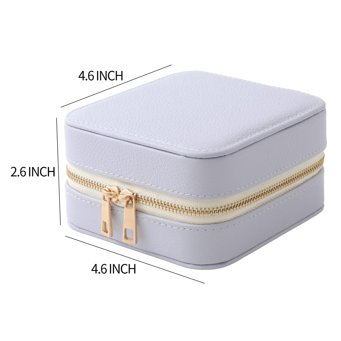 NGVRC Genuine Leather Travel Jewelry Organizer Case with Mirror for Women, Small Mini Portable Jewelry Box for Ring Earrings Necklace Bracelet Luxury Gift for Women(Lilac)