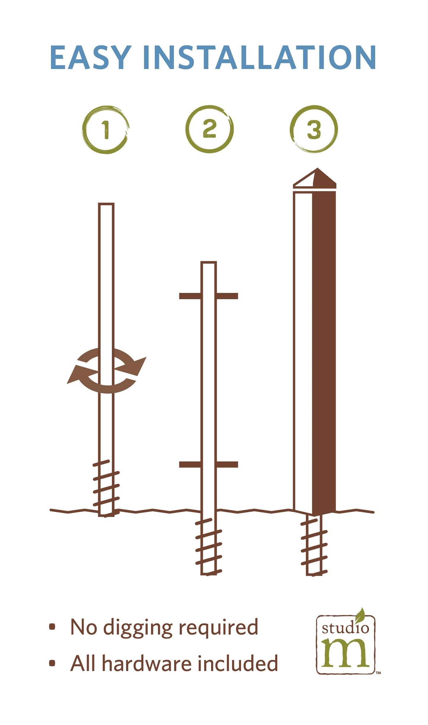 Studio M Art Pole, PVC Weather Resistant Pole with Vinyl Bowl 20 inches Tall Outdoor Decoration for Gardens, Patios, Yards, Landscaping and Birding Accessories, Welcome
