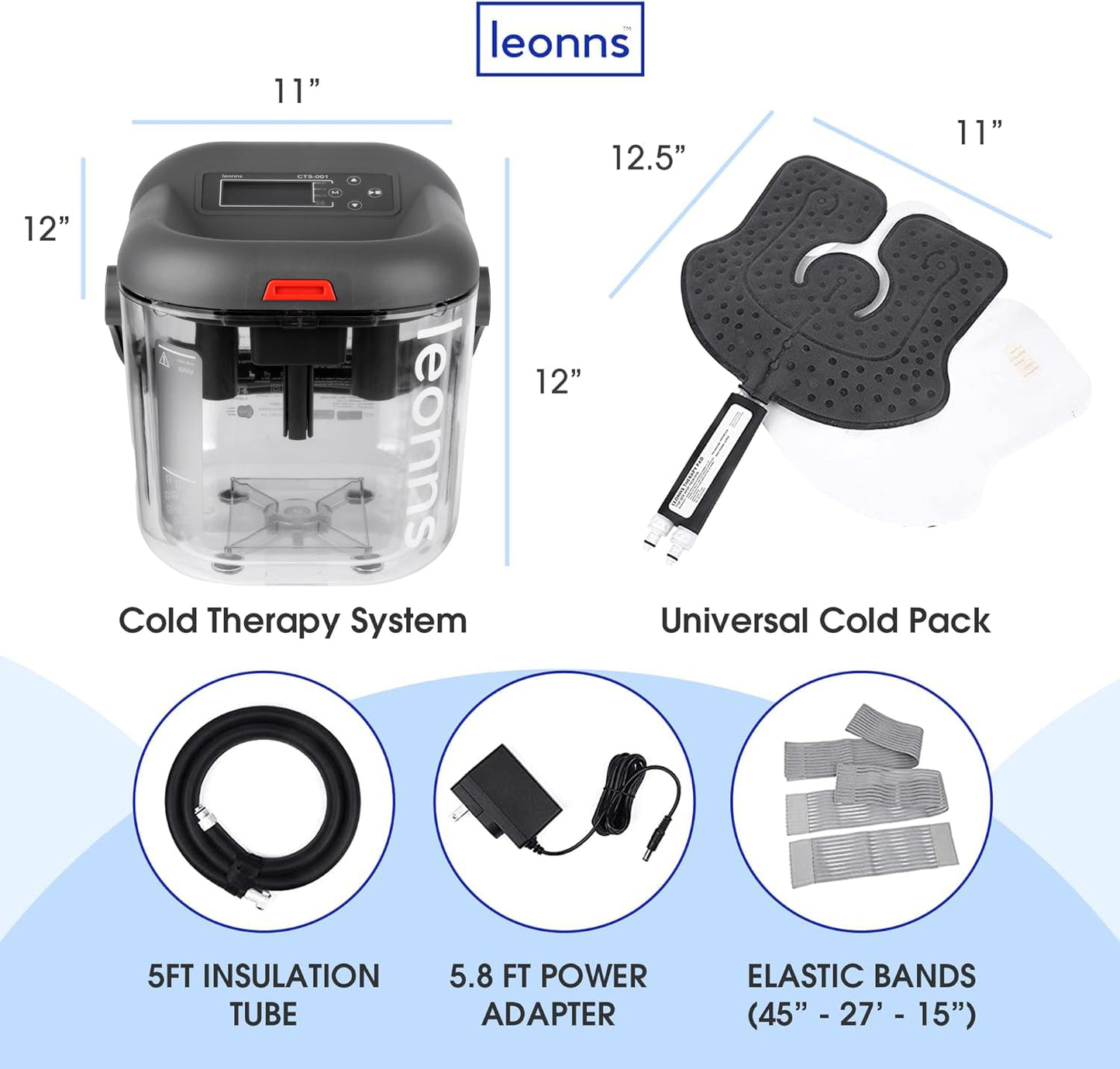 LEONNSĀ® Cold Therapy Machine for Knee, Shoulder, Back & Hip After Surgery - Cryotherapy Machine with Universal Pad for Use in Multiple Places (Ice Machine + Universal Pad)