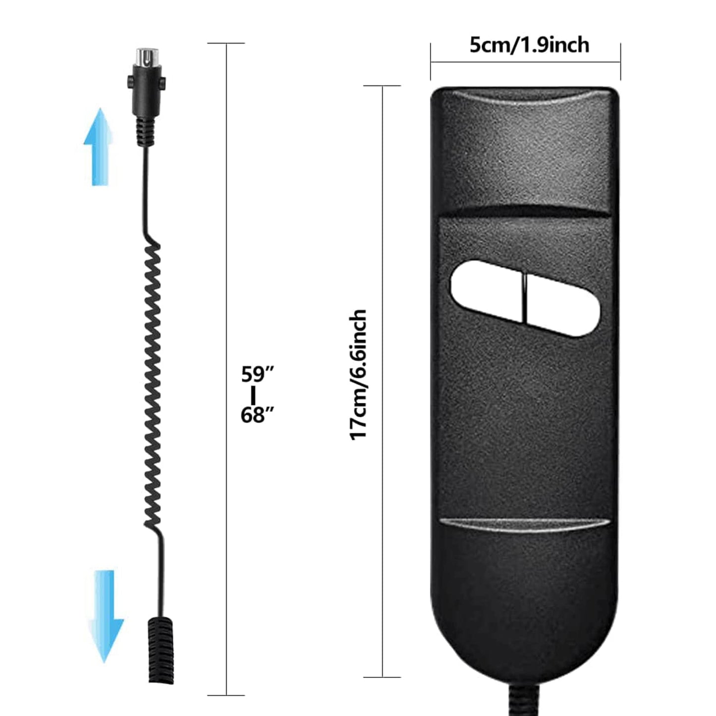 CUGLB Lift Chair Remote Replacement, 5 Pin 2 Buttons Straight Power Recliner Remote, Power Recliner Replacement Compatible for Most Lift Chair Brands