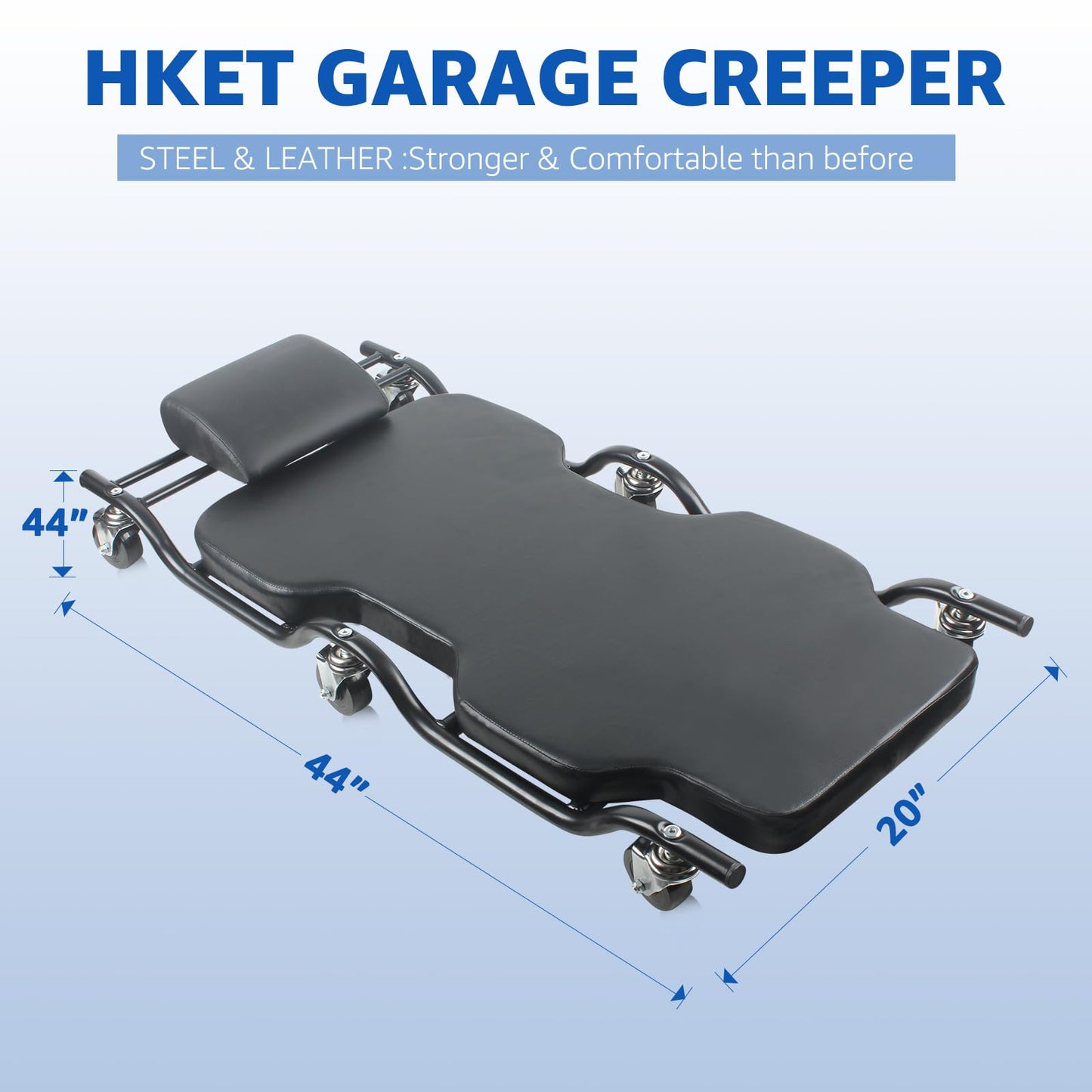 HKTE 44 inches Heavy Duty Garage Creeper, Low Profile Design, Durable Metal Frame, Comfortable Pillow