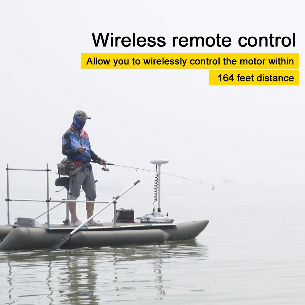 AQUOS Haswing CaymanB Bow Mount Trolling Motor with Wireless Remote & Wireless Foot Control, Quick-Release- 80 Lb. Thrust, 54 in. Shaft, Saltwater & Freshwater