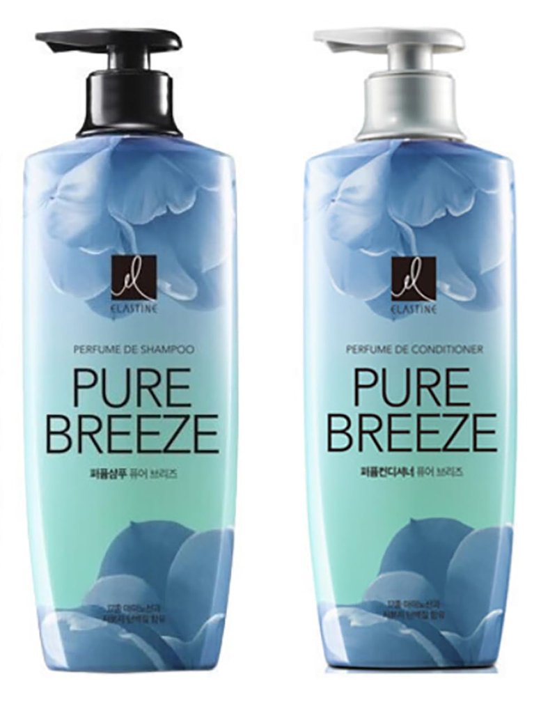 Elastine Perfumed Pure Breeze Shampoo & Conditioner Set | 600ml x 2 | Long-Lasting Floral Fragrance | Silky Hair Care for Women & Men | K-Beauty Hair Treatment