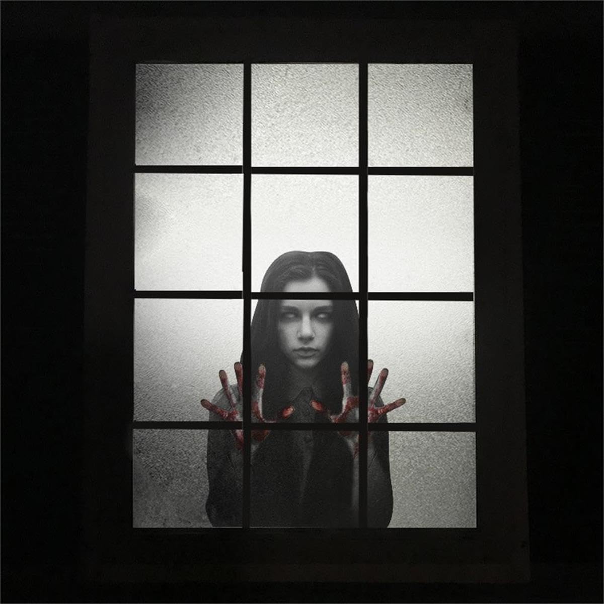 Yeysynana Halloween Party Window Decorations, Scary Female Ghos Static Halloween Window Clings Stickers Decor for Glass Windows Door Home Indoor Outdoor Party Supply