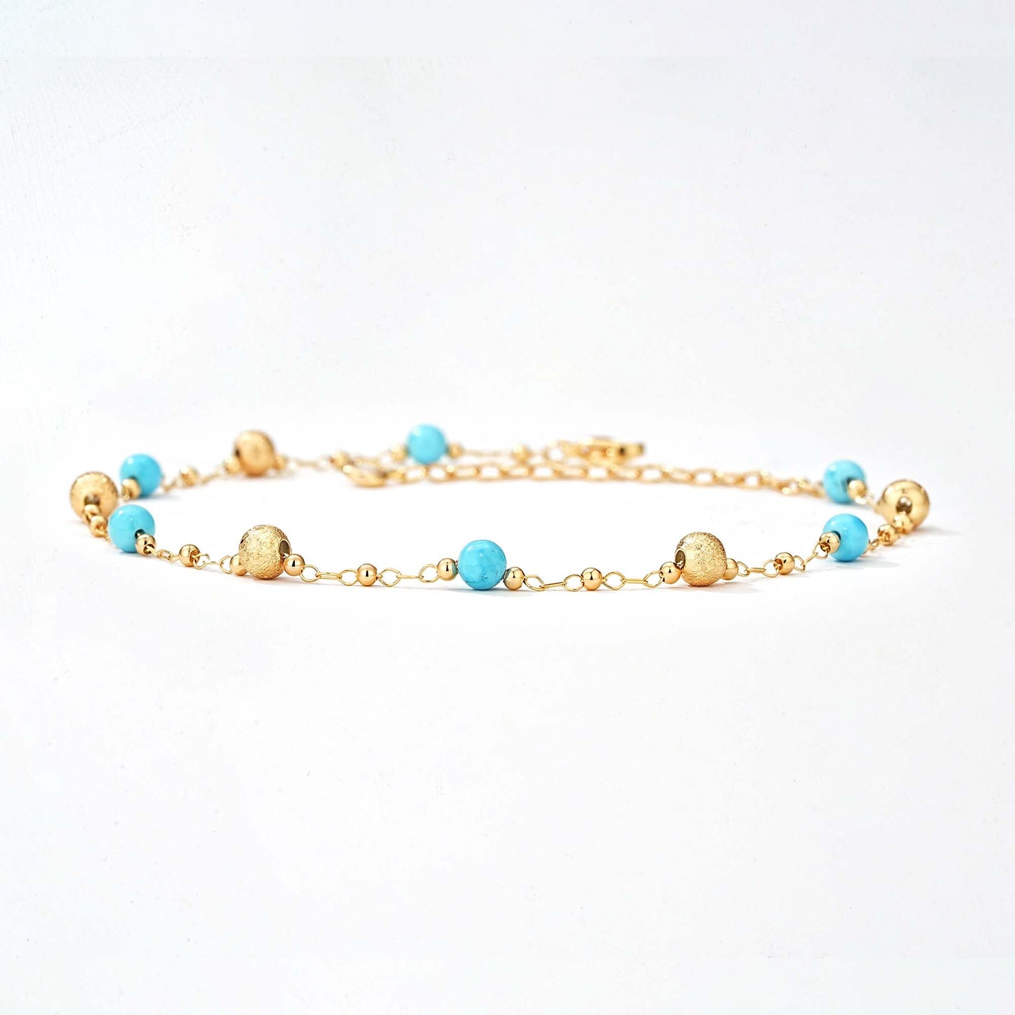 MTMY Gold Anklets for Women 14K Gold Plated Tiny Bead Anklet Green Rose Colorful Cubic Zirconia Tassel Foot Chain Dainty Adjustable Cute Summer Beach Boho Anklets Jewelry(turquoise ball)