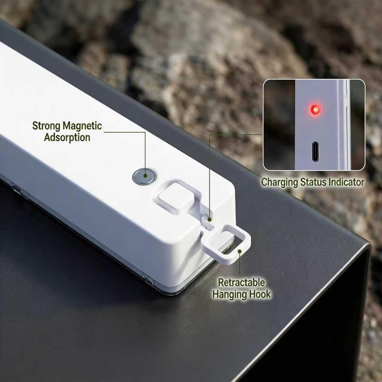LED Emergency Light, Rechargeable Portable Indoor wall-Mounted Household Light, 30/60LED exit Light, 3 Lighting Modes, Magnetic Attachment, Camping Light (60LED USB Type-C)
