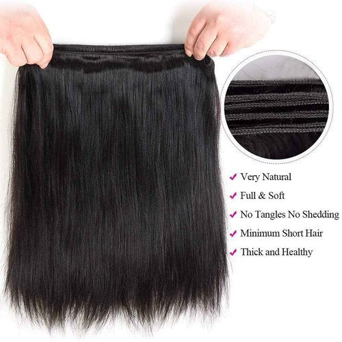 Straight Human Hair Bundles 26 26 26 Inch Brazilian Straight Hair Bundles 100% Unprocessed Virgin Hair Weave Bundles Human Hair Extension for Women Natural Color
