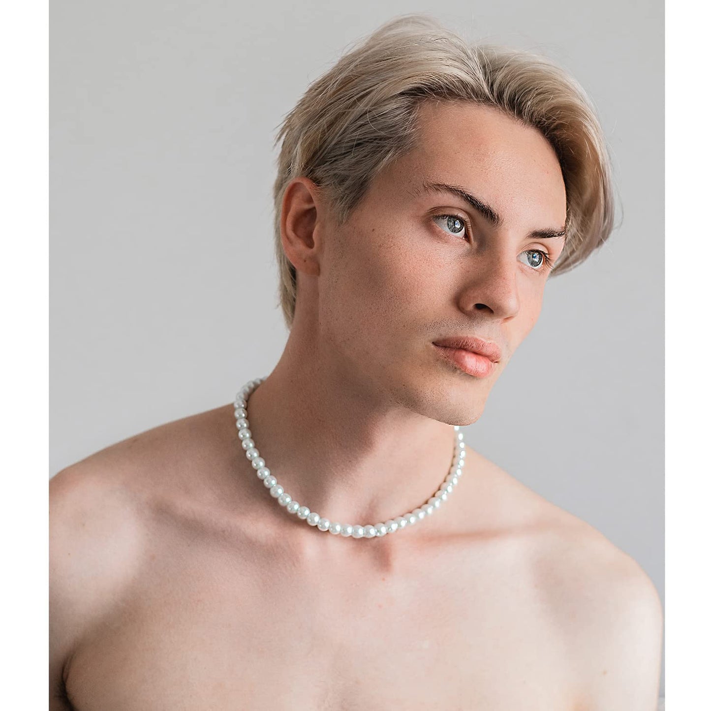 Aleasha 16" 8mm Pearl Necklace for Women Round White Faux Pearl Strand Wedding Jewelry Gift (8mm,16", White)