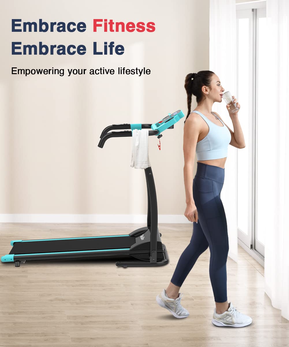 REDLIRO Electric Treadmill Foldable Exercise Walking Machince for Apartment Home/Office Jogging Compact Folding Easy Assembly 12 Preset Program 2 Wheels LCD Display