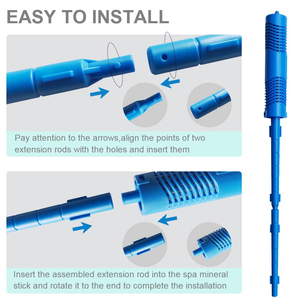 OBMAO Spa Mineral Sticks for Hot Tub Supplies,Hot Tub Stick with 4 Months Lifetime Universal for Pool&Hot Tub (Blue,2PCS)