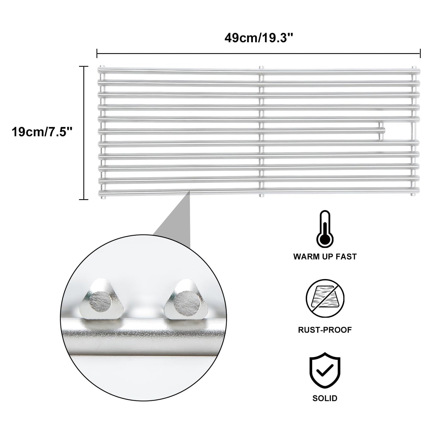 J&HYBBQ 4 Pcs 18" Triangle Rod Grill Grates Replacement Parts for Blaze Grill for 3, 4, or 5 Burners, 18 x 7-3/8 Inch Stainless Steel BBQ Grill Grate