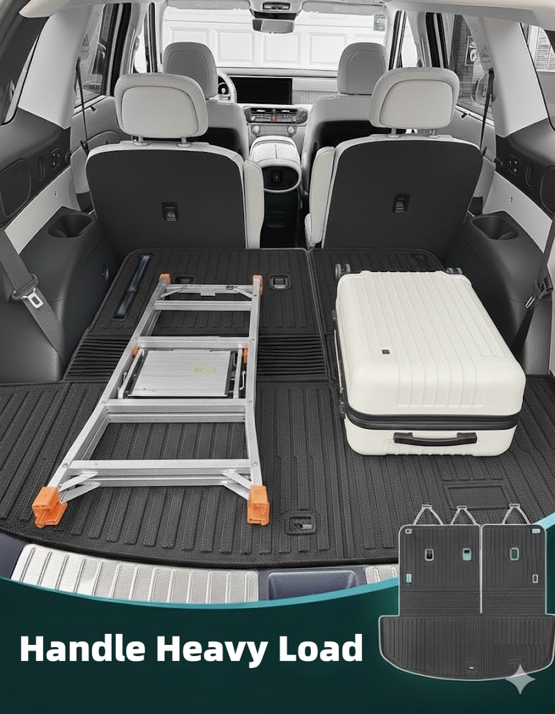 for Hyundai Palisade 2026 (Gas Only, 7/8 Seat) Floor Mats, Custom Fit All Weather Rubber TPE Floor Liners with Cargo Liner & 3rd Row Seat Back Protector, for Hyundai Palisade 2026 Accessories