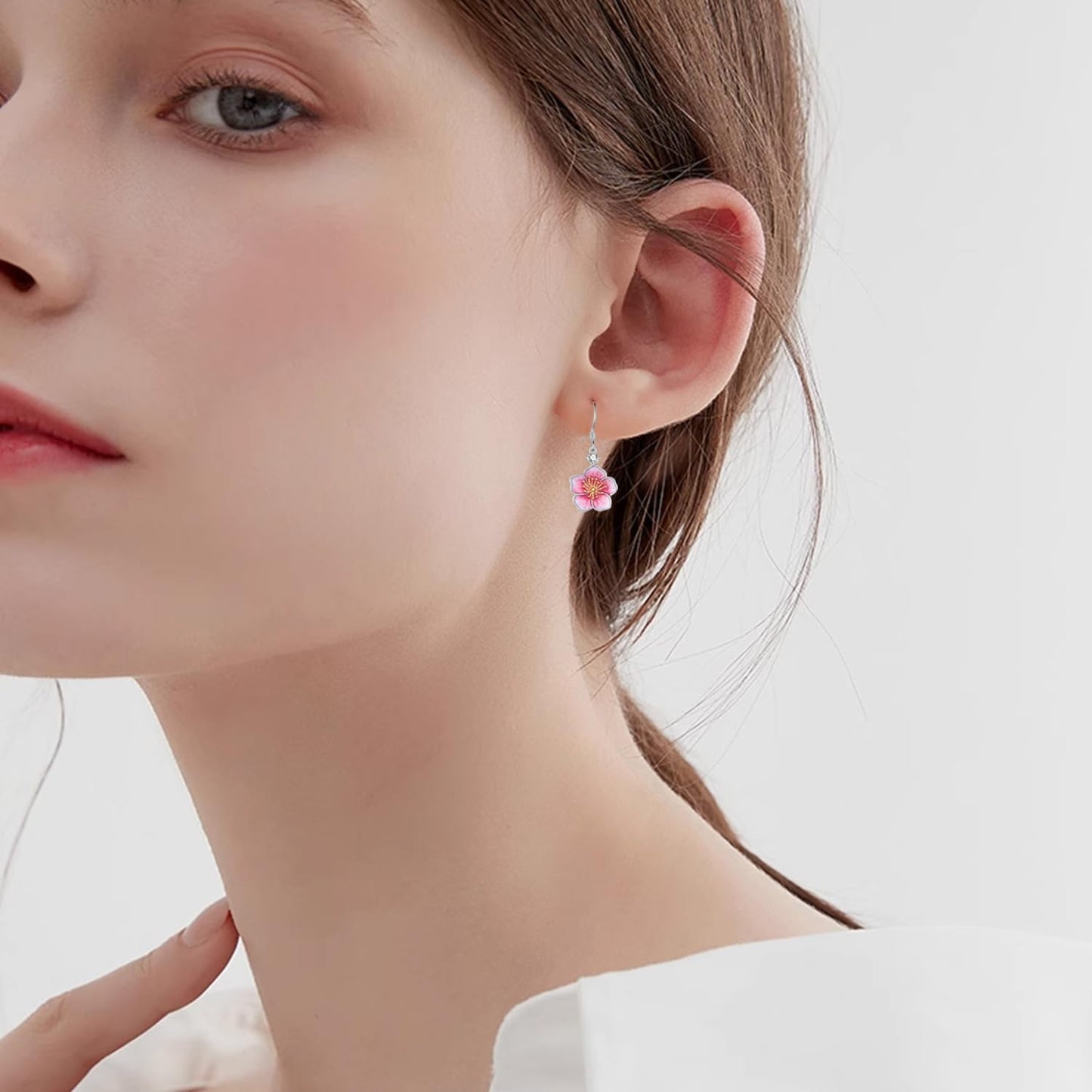 Cherry Blossom Earrings 925 Sterling Silver Flower Earrings Sakura Jewelry Gifts for Women