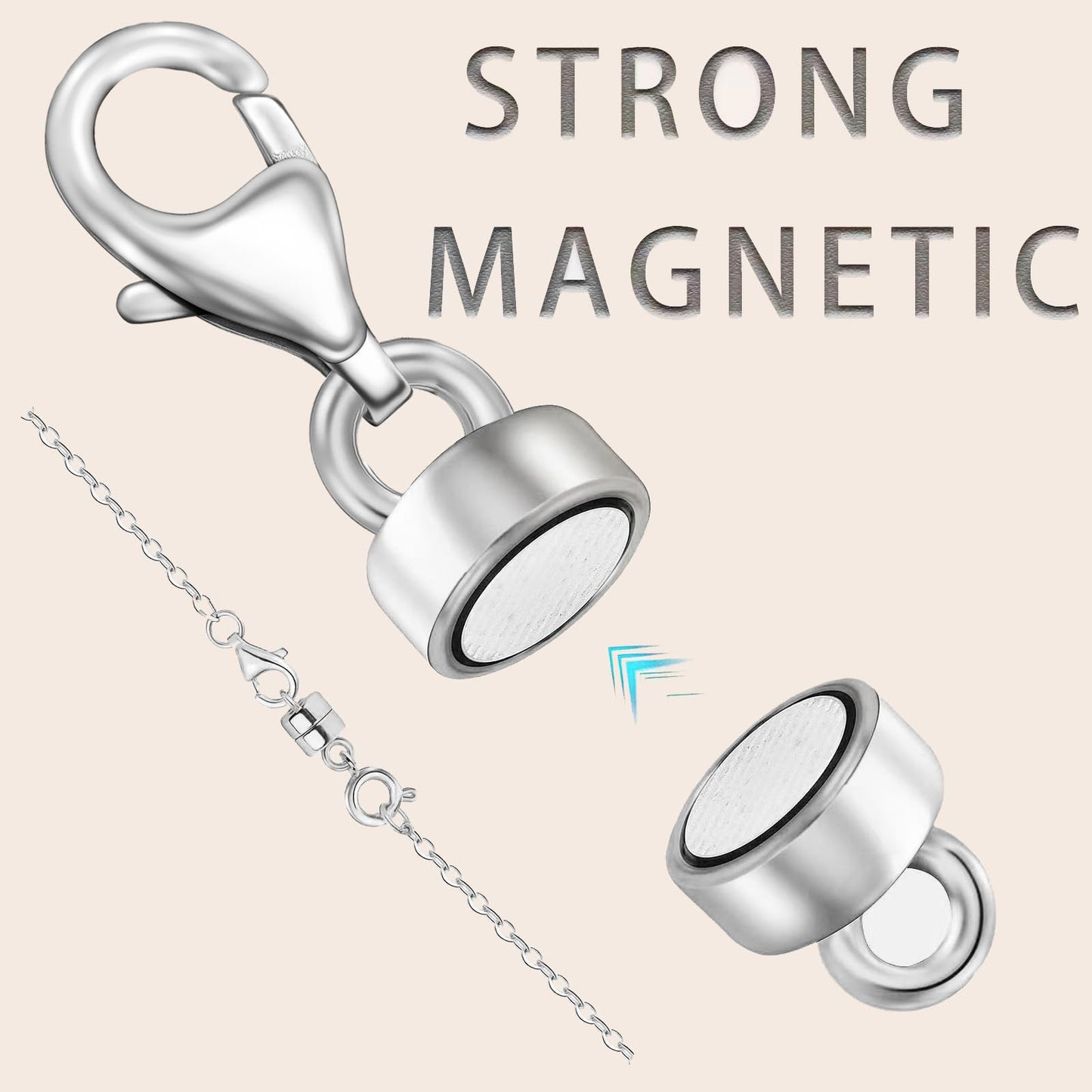 OHINGLT Magnetic Necklace Clasp Extra Strong, Gold and Silver Plated Magnet Jewelry Clasps Converters, Bracelet Extender for Women Seniors