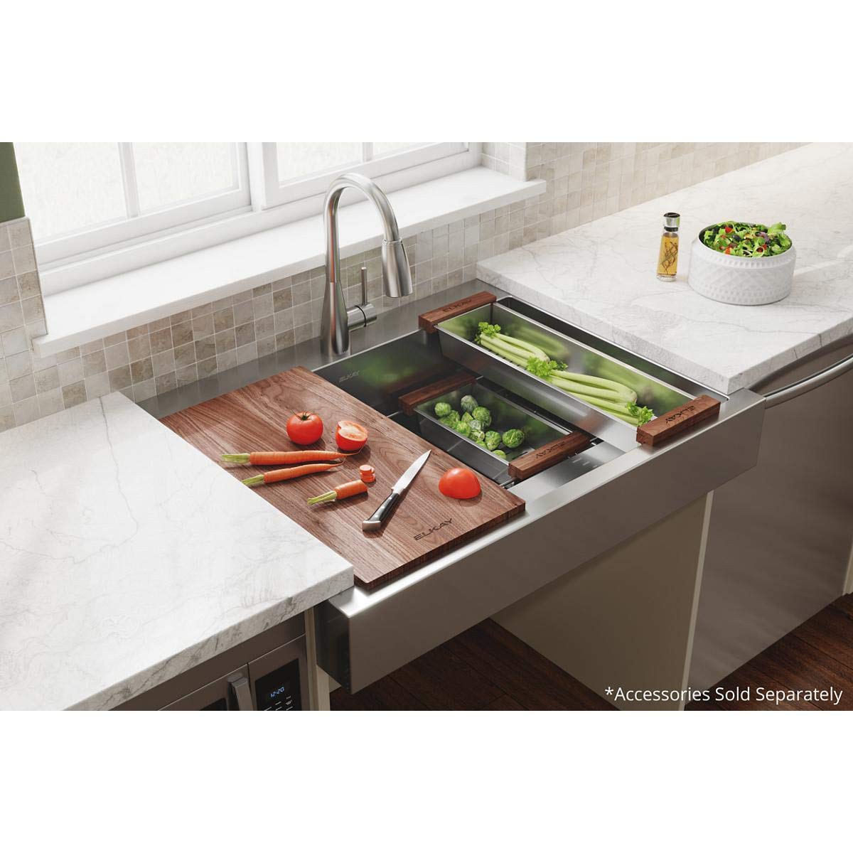 Elkay Dart Canyon LKCB1223LWN Hardwood 12" x 22-1/2" x 1" Cutting Board, Solid Walnut