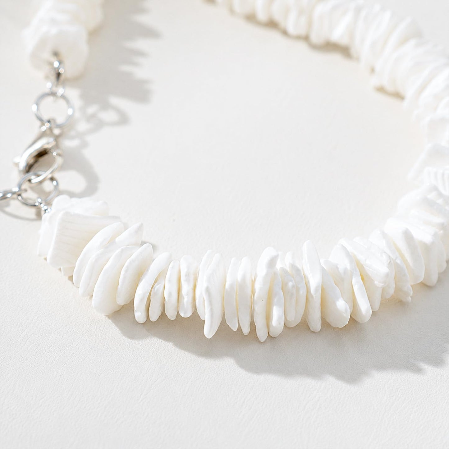 Lameybrt Cowrie Shell Surfer Necklaces, Hawaiian Beach Handmade Choker Set for Women, White Rice Bead with Black Accents, Bohemian Summer Seashell Choker 2 Piece Set, Perfect for Summer Beach Vacation, Birthday, Mother’s Day & Holiday Gifts (Puka 01 White