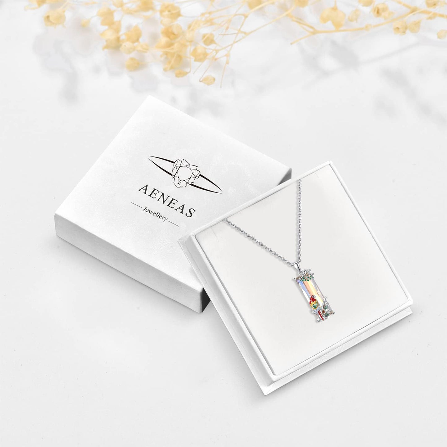 AENEAS Valentines Day Gifts for Women Her Bird Necklace 925 Sterling Silver Cute Parrot Crystal Pendant Necklaces Robin Bird Animal Jewelry Gifts for Women Wife Her