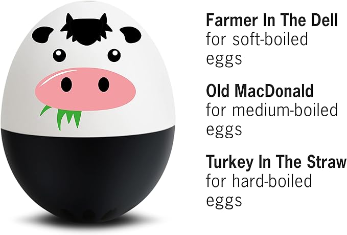 Moo BeepEgg β Egg Timer for Boiling Eggs β Musical Egg Cooker for Soft, Medium, Hard Boiled Eggs β Food Safe β Singing Floating Egg Timer β Egg Cooker for 3 Levels of Doneness - Brainstream