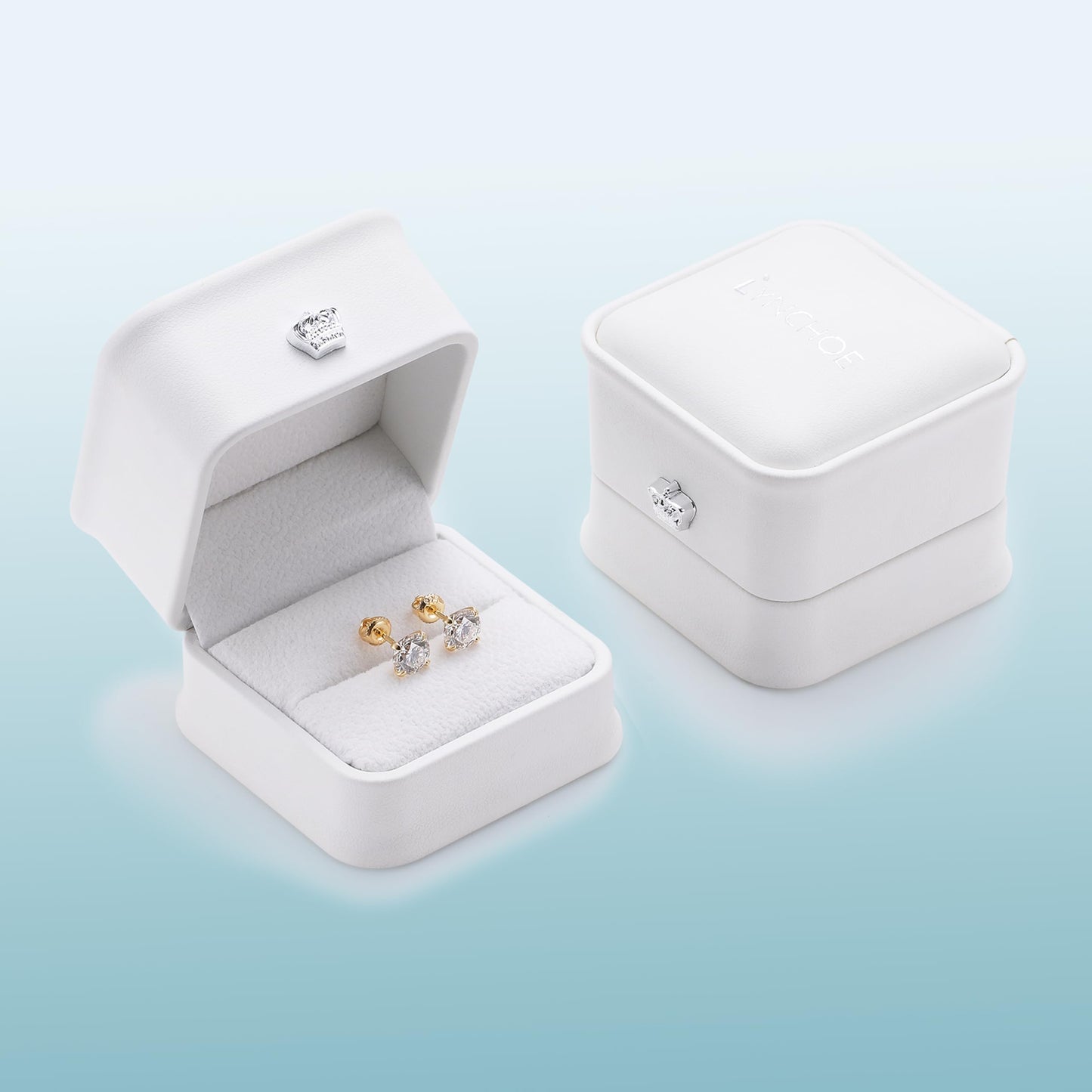 Lab-Grown Diamond Stud Earrings in Hypoallergenic 925 Sterling Silver, Screw Back, 1/5 to 2 1/2 Cttw, Round Princess Cushion Cut, 4 Prong, G-H Color, SI Clarity (14k Yellow Gold Plated, 0.2 cttw (0.1ct each)-3.0mm, White Round Diamond)