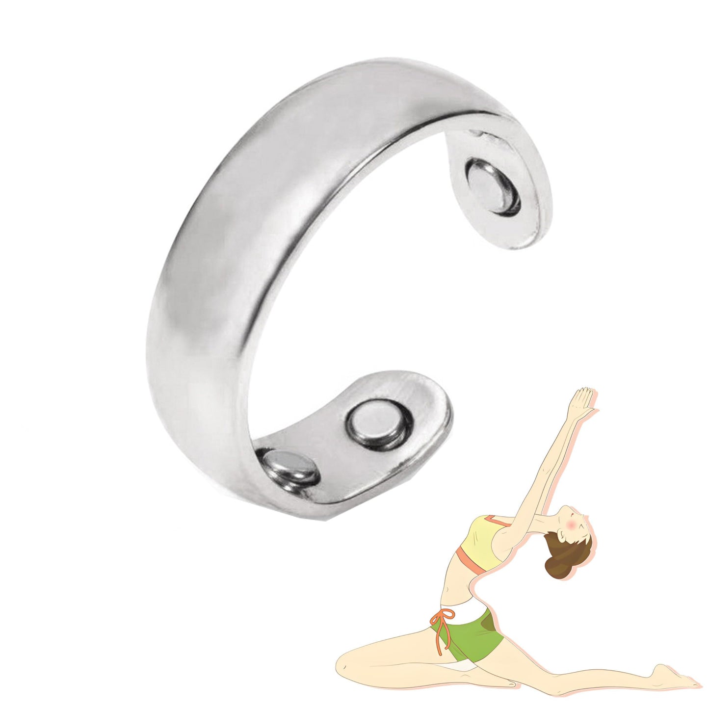 ZCVFA Stainless Steel Auvulis Migraine Rings Magtherapy Lymphatic Drainage Rings Lymph Nodes Acupuncture Therapy Anti Snoring Ring Migraine Relief Health Jewelry for Men and Women(Silver)