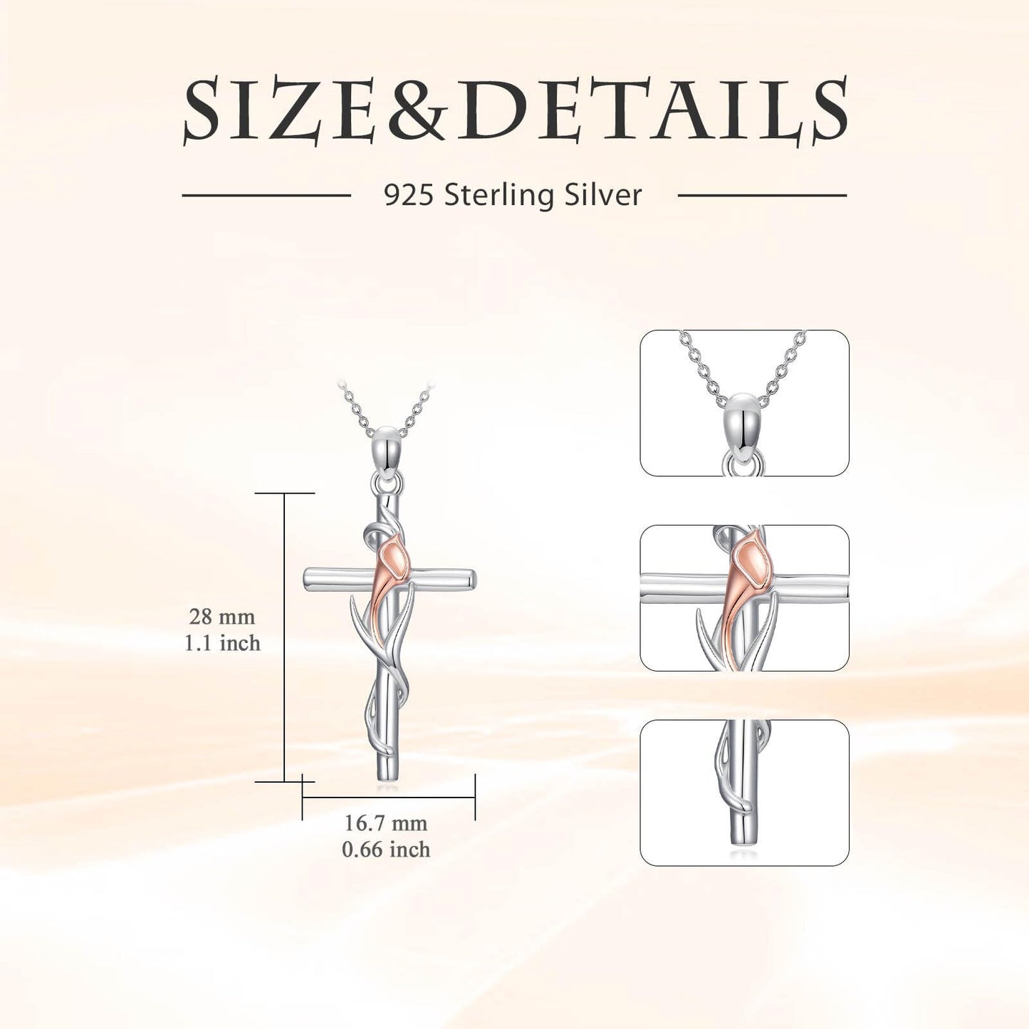 YYB Sunflower Cross Necklace for Women 925 Sterling Silver Sunflower Jewelry Dainty Silver Cross Necklace Christian Religious Gifts for Women Mothers Day Gifts