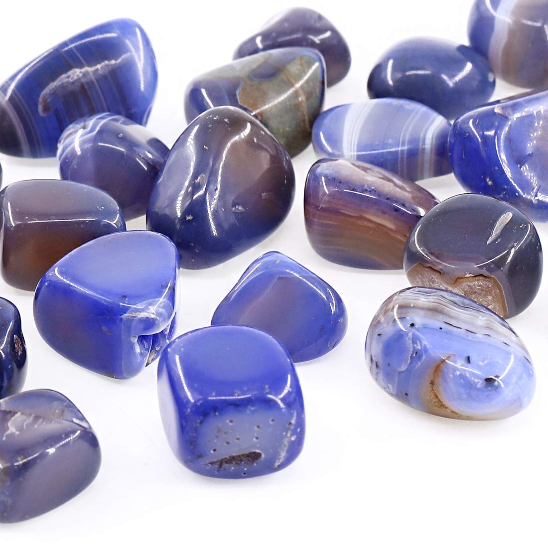Swpeet 1Pound Marine Blue Agate Bulk Stone Large Gemstone Crushed Pieces 0.75-1" inch Tumbled Stone Chips Crushed Natural Crystal Quartz Perfect for Jewelry Making Home Decoration