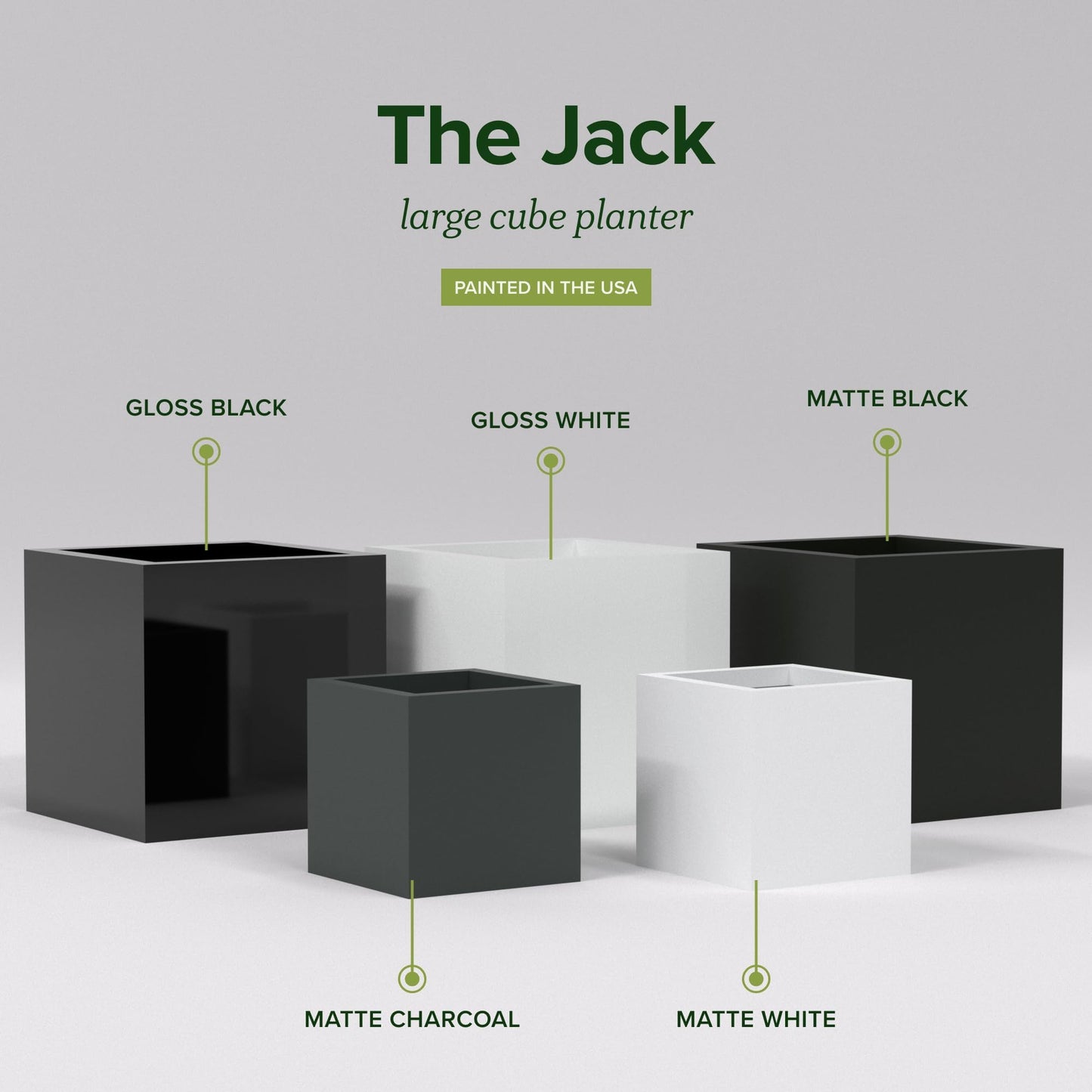 Greenline Jack Square Cube Planter - Indoor/Outdoor Large Fiberglass Lightweight Planter - 28" x 28" x 28" (Gloss Eggplant)