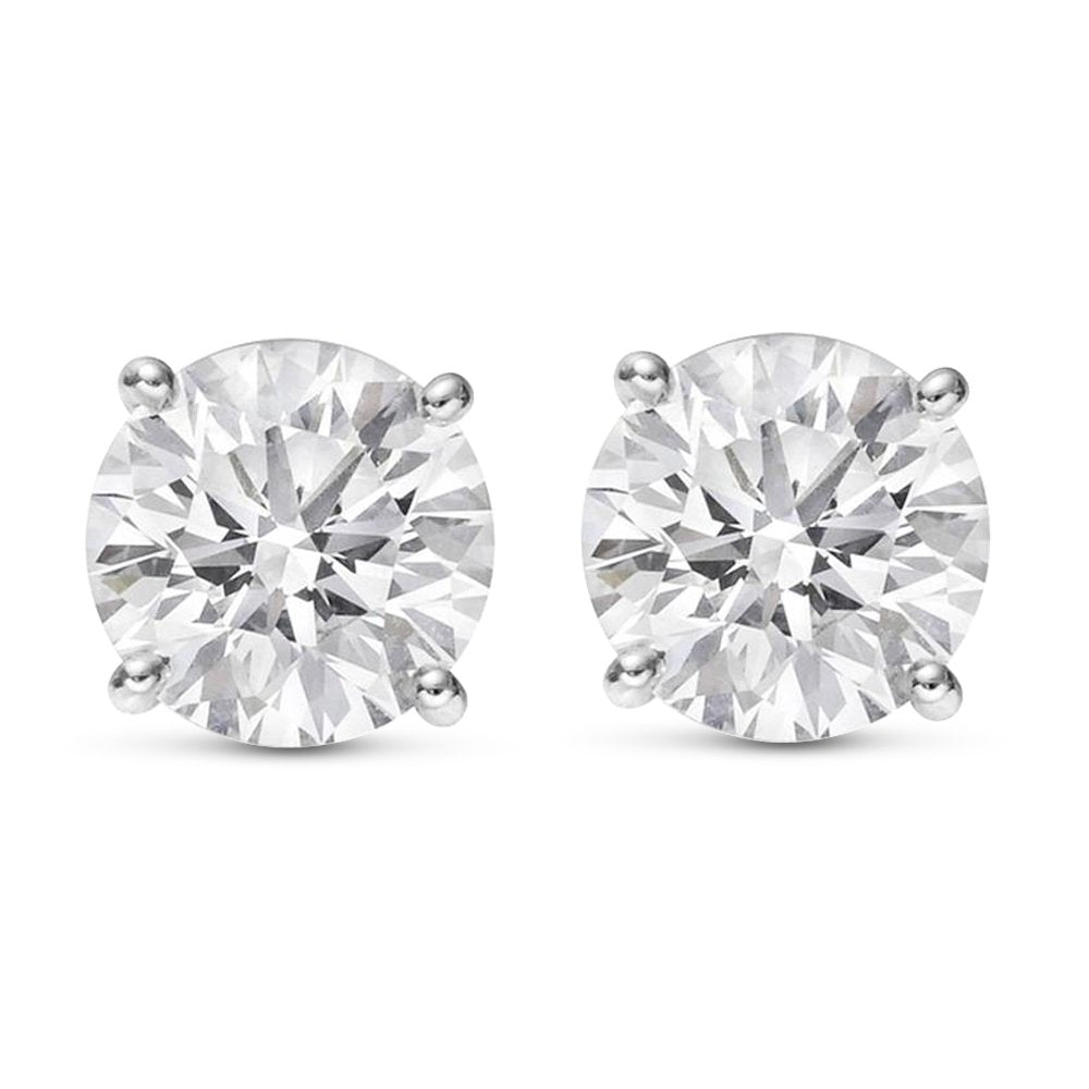 14K White Gold 0.5 Carat Round Shape LAB GROWN Diamond IGI Certified Stud Earrings for women 4 Prong Push Back (E/F Color VS2/SI1 CLARITY)