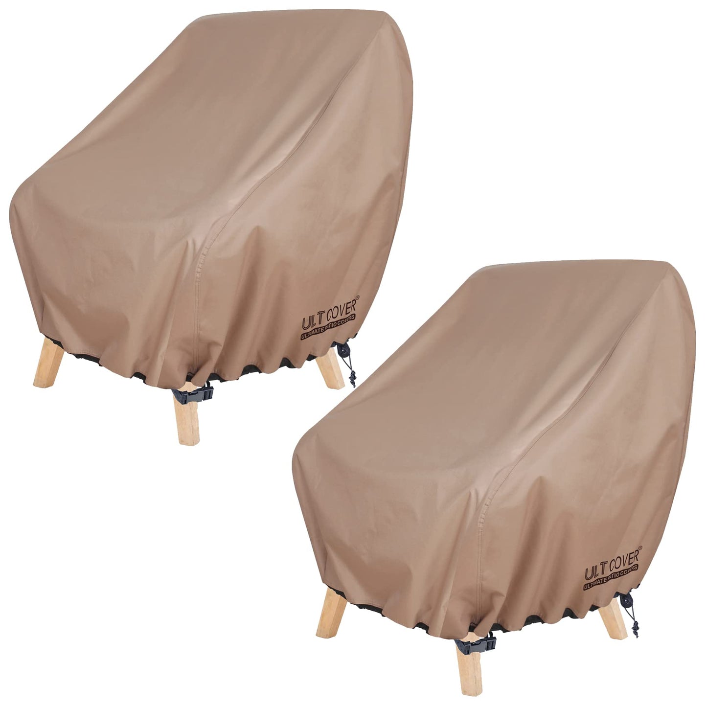 ULTCOVER Waterproof Patio Chair Cover â Outdoor Lounge Deep Seat Single Lawn Chair Cover 2 Pack Fits Up to 35W x 38D x 34H inches Brown
